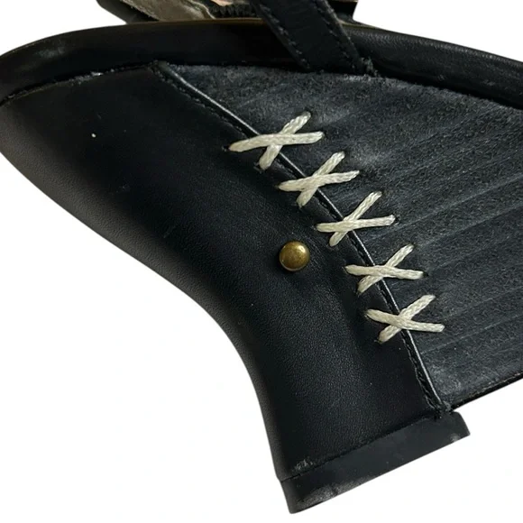 Y2K Millennial Diva Vintage Leather Slingback Woven Cute Cutout Wedge Heel EU 37 - Picture 10 of 16